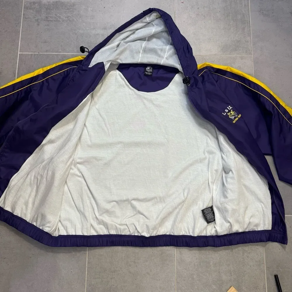 LSU Starter Windbreaker Hooded Jacket - Large - Embroidered Logo